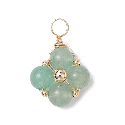 Natural Mixed Gemstone Round Copper Wire Wrapped Pendants PALLOY-JF03047-1