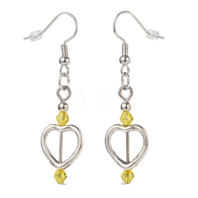 Heart with Acrylic Beaded Dangle Earrings EJEW-JE05064-1