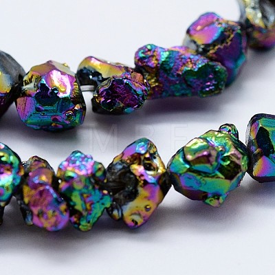Electroplated Natural Druzy Quartz Beads Strands G-F542-A-03-1