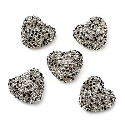 Sparkling Acrylic Heart Beads with Rhinestone Embellishment OACR-NH0001-02B-06-1