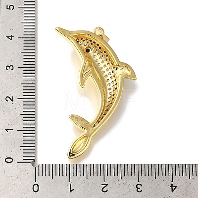 Dolphin Rack Plating Brass Micro Pave Cubic Zirconia Pendants KK-U019-26G-1