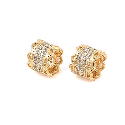 Brass Micro Pave Clear Cubic Zirconia European Beads KK-B100-010G-1