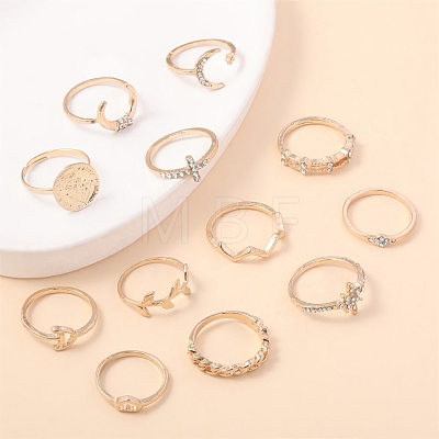 12Pcs Alloy Rhinestone Plain Band Rings PW-WG042B3-01-1