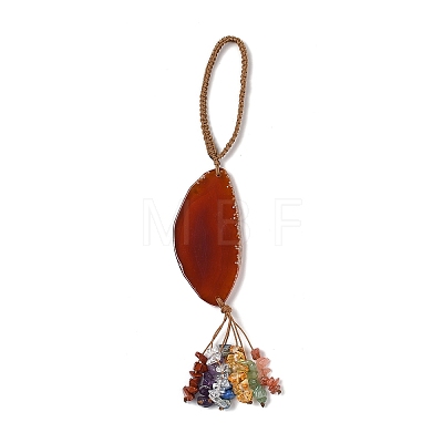 Natural Agate Slice Pendant Decorations HJEW-K046-03D-1