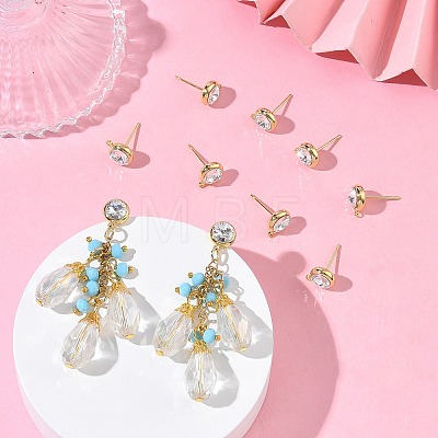 SHEGRACE Brass Rhinestone Flat Round Stud Earring Findings XGR0099G-120G-1