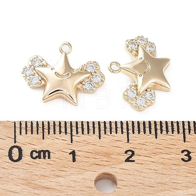 Brass with Clear Cubic Zirconia Charms KK-G474-02G-1