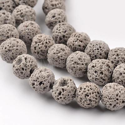 Synthetic Lava Rock Round Beads Strands G-I124-6mm-13-1