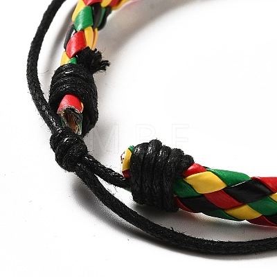 PU Imitation Leather Braided Cord Bracelets for Women BJEW-M290-01H-1