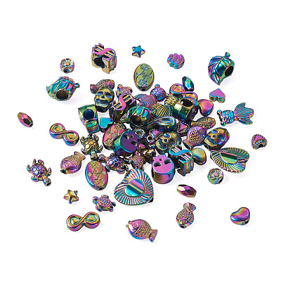 Kissitty 80Pcs 20 Style Rack Plating Rainbow Color Alloy Beads FIND-KS0001-18-1