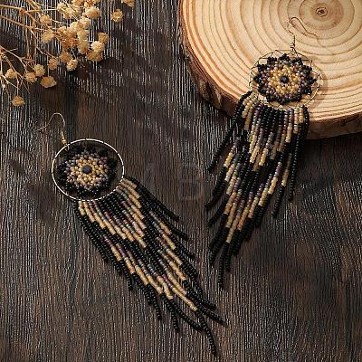 Handmade Bohemian Glass Seed Bead Beaded Chandelier Earrings GZ5802-1
