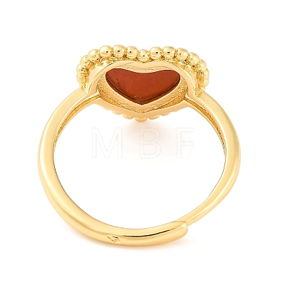 Heart Natural Red Jasper Adjustable Rings RJEW-Q817-05G-01-1