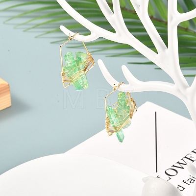 Electroplated Natural Quartz Wire Wrapped Earrings for Girl Women EJEW-JE04645-02-1