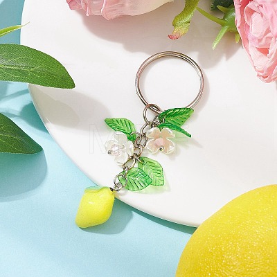 Fruits & Leaf Acrylic Pendant Keychain KEYC-JKC00680-03-1