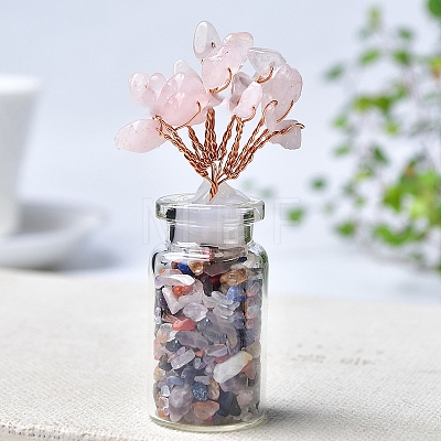 Natural Rose Quartz Chips Tree Decorations PW-WG38529-04-1