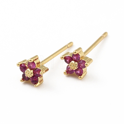 Cubic Zirconia Flower Stud Earrings EJEW-C035-15G-04-1