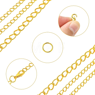 Iron Ends with Twist Chain Extension & Open Jump Rings DIY-YW0010-74G-1