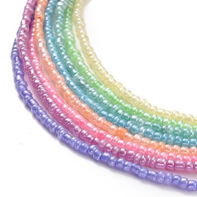 8 Pcs 8 Colors Ceylon Glass Seed Beaded Necklaces Set NJEW-JN03801-1