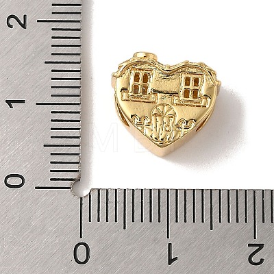 Heart Rack Plating Brass Micro Pave Cubic Zirconia European Beads KK-G511-02A-G-1