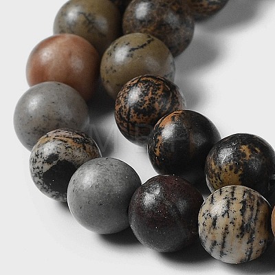 Round Natural Dendritic Jasper Beads Strands G-I176-06-8mm-01-1