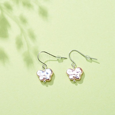 Plastic Pearl Butterfly Dangle Earrings EJEW-JE05028-03-1