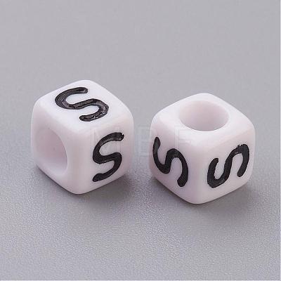 Acrylic Horizontal Hole Letter Beads PL37C9308-S-1