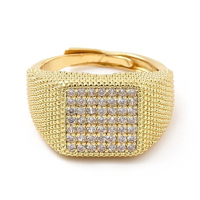 Rack Plating Brass Micro Pave Cubic Zirconia Rings RJEW-E064-11G-1