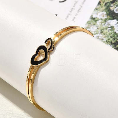 304 Stainless Steel Hinged Bangles for Women BJEW-F474-37G-01-1