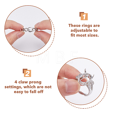 8Pcs 4 Style Adjustable Brass Finger Ring Components KK-FH0006-14-1