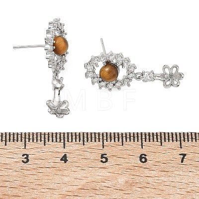 Brass Pave Cubic Zirconia Stud Earring Findings KK-C172-13P-1