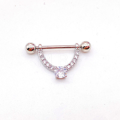 304 Stainless Steel Clear Cubic Zirconia Nipple Rings WG994A5-25-1