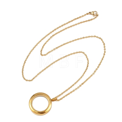 304 Stainless Steel Visible Flat Round Locket Pendant Pet Urn Ashes Necklaces NJEW-S455-08G-1