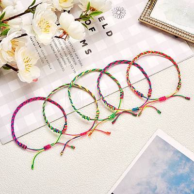 5Pcs 5 Colors Nylon Thread Braided Bracelets Set BJEW-SW00049-04-1