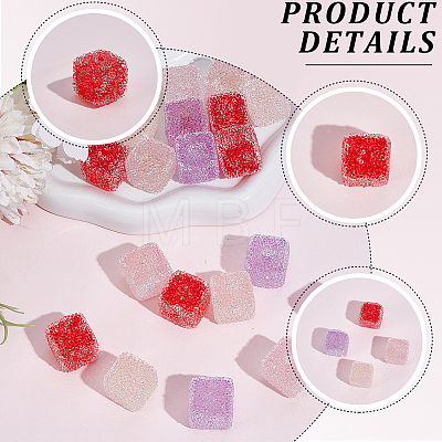 20Pcs 4 Colors Drusy Cube Resin Rhinestone Beads RESI-PA0001-43A-1