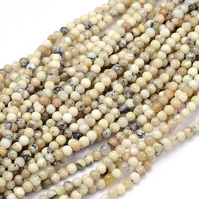 Round Natural White African Opal Beads Strands G-P114-11-4mm-1