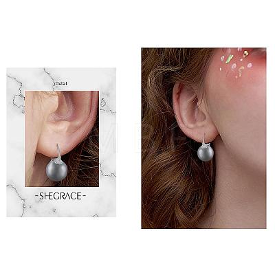 Pearl Earrings Gray Round Ball Hoop Dangle Earrings Stud Elegant Shell Pearl Drop Stud Imitation Freshwater Cultured Pearls Earrings Brass Charms Jewelry Gift for Women JE1096C-1