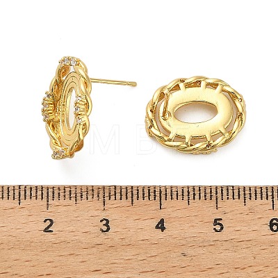 Oval Brass Micro Pave Clear Cubic Zirconia Stud Earring Findings KK-D102-02G-1