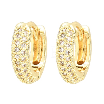 Brass Micro Pave Cubic Zirconia Hoop Earrings KK-CBAD104-04G-C-1