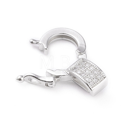 Brass Micro Pave Clear Cubic Zirconia Twister Clasps ZIRC-L097-021P-1