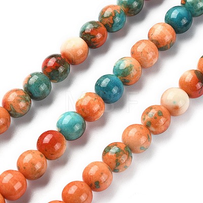 Synthetic Ocean White Jade Round Beads Strands G-YW0001-42C-1