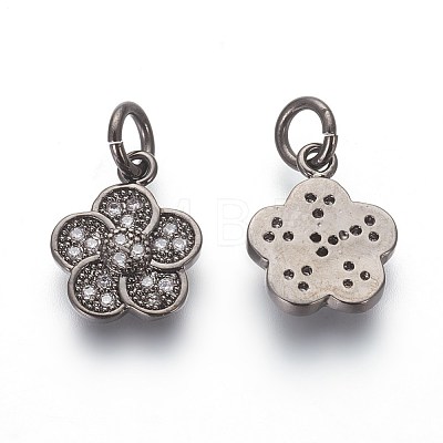 Brass Micro Pave Cubic Zirconia Charms ZIRC-J021-17-RS-1