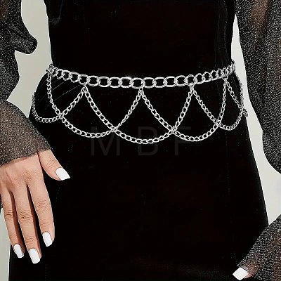 Alloy Twisted Link Chain Tassel Waist Chains for Women WG41EDD-02-1