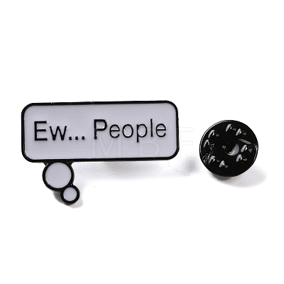 Rectangle with Word Black Alloy Enamel Brooches JEWB-C030-01EB-1