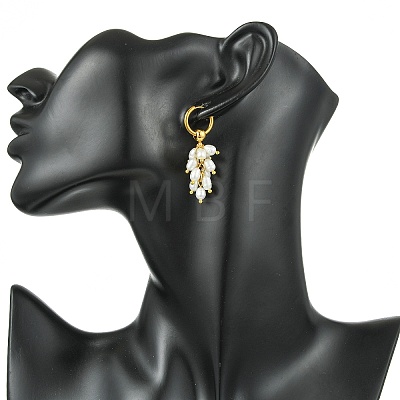 Natural Cultured Freshwater Pearl Cluster Hoop Earring for Women EJEW-JE07187-01-1