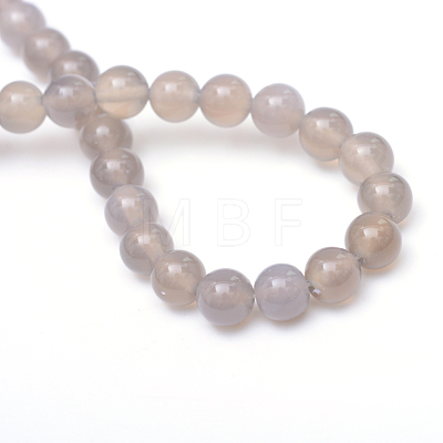Round Natural Grey Agate Bead Strands X-G-R345-8mm-07-1