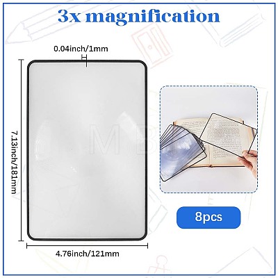 8Pcs PVC Page Magnifying Bookmarks AJEW-SP0002-33-1