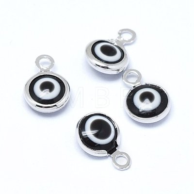 Handmade Evil Eye Lampwork Charms KK-F764-13P-01-1