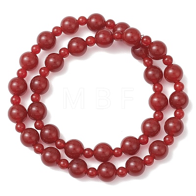 Natural Carnelian Beaded Stretch Bracelets for Women Men BJEW-JB13006-01-1