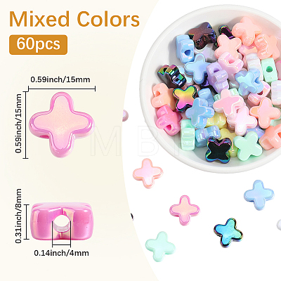 60Pcs UV Plated Acrylic Beads SACR-SP0001-18-1