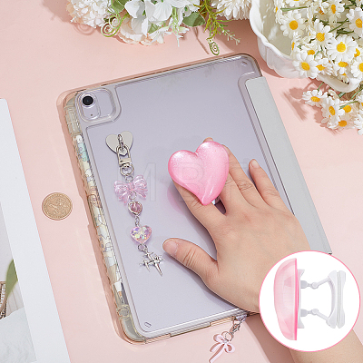 1 Set Heart & Bowknot Zinc Alloy Acrylic Mobile Phone Holders & Pendant Decorations AJEW-ME0002-81B-1