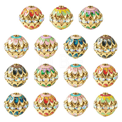 15Pcs Brass Enamel Beads KK-TA0009-21-1